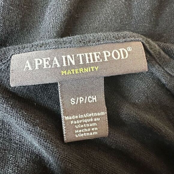 A Pea In The Pod Maternity Black Short Lace Sleeve Linen Blouse Size Small - Picture 6 of 9